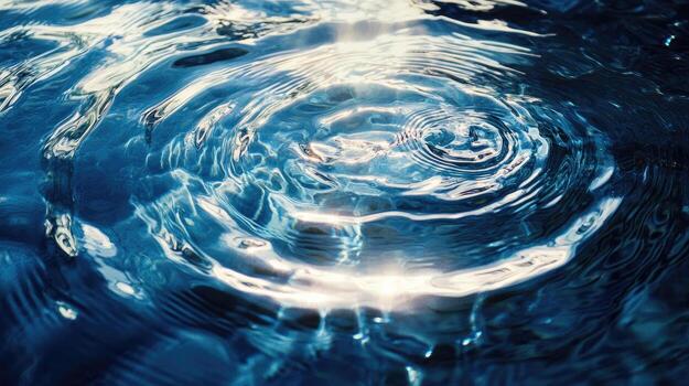 luz de sol refleja en hermosa ondulación Oceano agua creando circular patrones y un calmante, etéreo escena foto