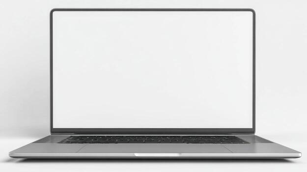 Sleek modern laptop template with blank screen isolated on a white background for creative mockups photo