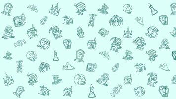 scarabocchio Halloween alzavola lineamenti modello. giocoso mummie e fantasmi nel un' capriccioso carino design. ciclo continuo semplice video