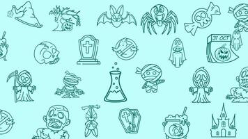 scarabocchio Halloween alzavola lineamenti modello. giocoso mummie e fantasmi nel un' capriccioso carino design. ciclo continuo semplice animazione video