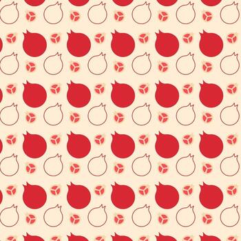 esta modelo caracteristicas un animado arreglo de Fruta línea íconos en rojo y blanco matices, exhibiendo granadas y otro juguetón diseños ideal para textiles, envase papel, o digital gráficos. vector