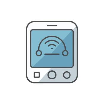 Smartphone displaying a wifi connection symbol representing wireless connectivity and technology innovation illustration vector