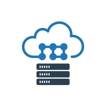 Cloud computing network with data storage servers connected for business and information technology solutions vector