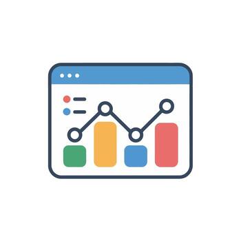 Financial analysis graph illustration showing market trends and business performance on a website interface vector