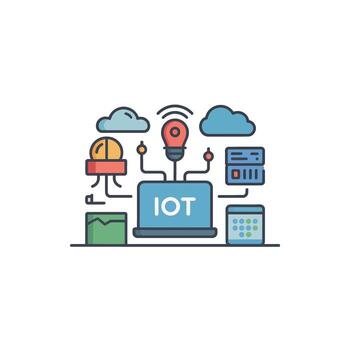 Internet of Things Concept Illustration with Connected Devices and Cloud Integration vector