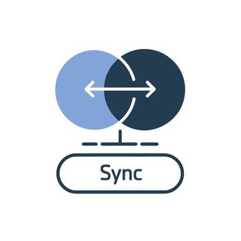 Synchronization Process Graphic Representing Data Exchange and Information Flow with Arrows vector