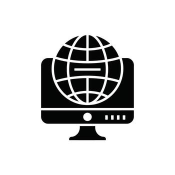 Global network displayed on monitor screen symbolizing worldwide connection and information technology advancements vector