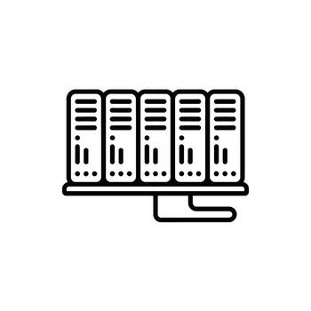 Server Rack Icon for Data Storage and Networking in Line Art Style Illustration vector