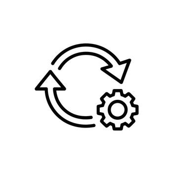Synchronization Process with Gear Mechanism Symbolizing Continuous Improvement and Workflow Optimization for Seamless Operations vector
