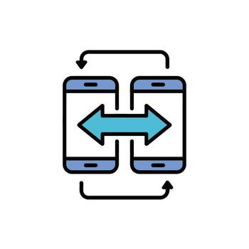 datos transferir Entre móvil dispositivos ilustración de inalámbrico conexión concepto para tecnología y negocio soluciones vector