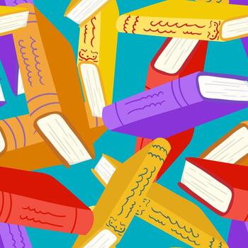 reading books texture wallpaper bright multicolored literature background endless repeating design education knowledge learning concept flat pattern vector
