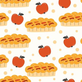 sin costura modelo con manzana tarta charlotte en blanco antecedentes para panadería y postre diseño vector