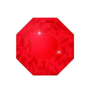 Luxury gemstone on white background, colorful ruby, red diamond vector