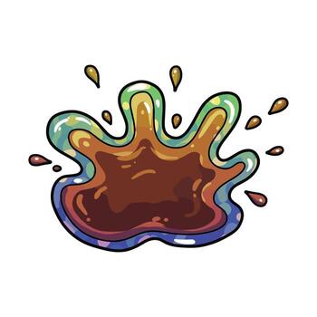 Colorful abstract liquid splash with rainbow gradient and droplets vector