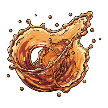 Dynamic caramel splash in circular motion with droplets vector