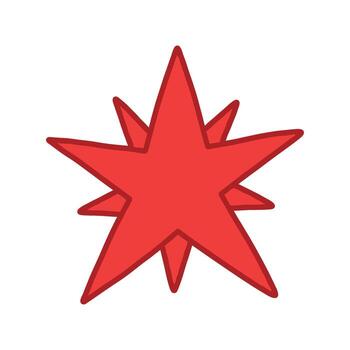 sencillo dibujado a mano rojo estrella con doble superposición formas vector