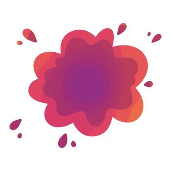 Abstract red and purple splash design with fluid shapes and droplets vector