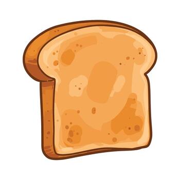 Cartoon style toast slice with golden brown crust and textured surface vector