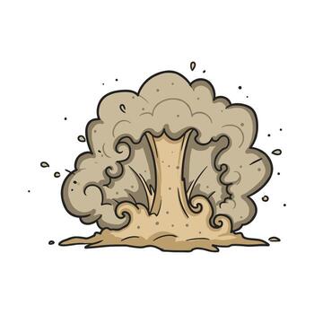 Cartoon cloud of dust exploding with debris and smoke vector