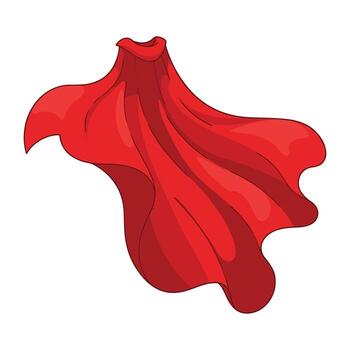 Flowing red cape illustration with dynamic waves vector