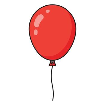 Bright red balloon with string floating vector