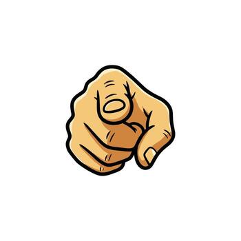 Cartoon hand pointing forward gesture with index finger vector