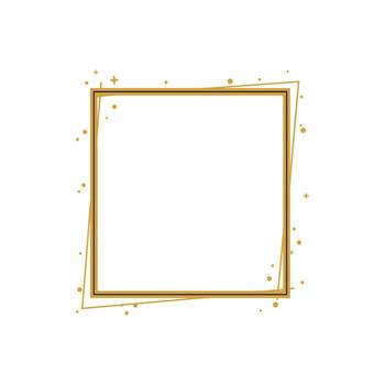 Elegant gold geometric frame with abstract sparkles vector