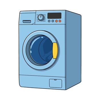Modern blue front-loading washing machine with control panel vector