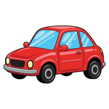 compacto rojo dibujos animados coche con lustroso terminar y redondeado caracteristicas vector