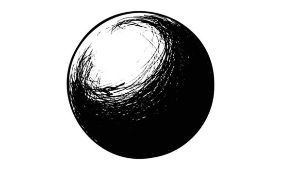 Abstract black and white swirling sphere with intricate patterns and textures vector