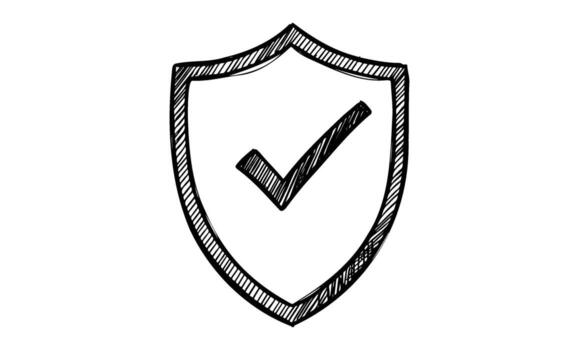 dibujado a mano proteger con marca de verificación para seguridad y proteccion concepto vector