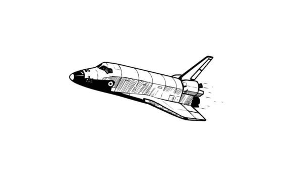 Space shuttle illustration with retro style and technical design elements vector