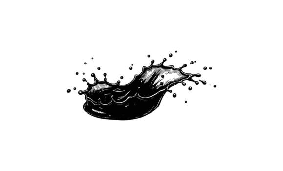 Abstract black ink splash on white background with dynamic motion vector