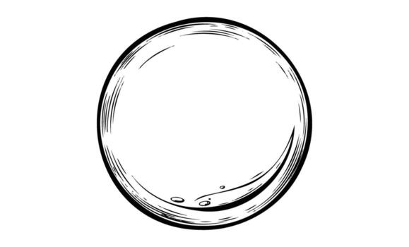 Black and white sketch of an oval mirror with a simple frame vector