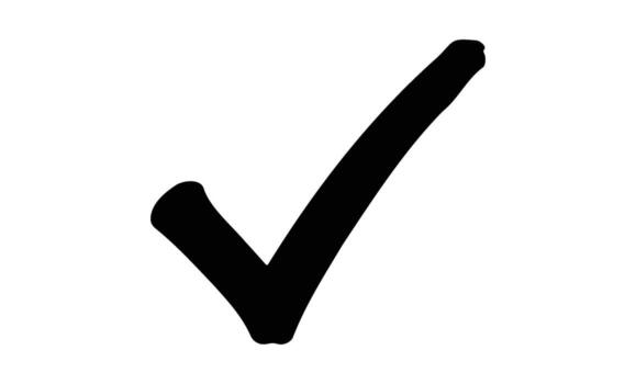 Black check mark symbol on white background for correctness and selection concept vector
