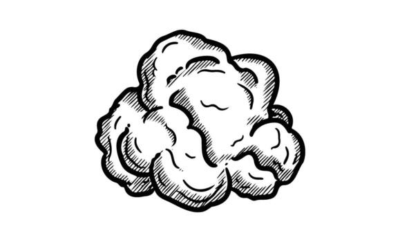 Monochrome sketch of a cloud with intricate shading and detailing vector
