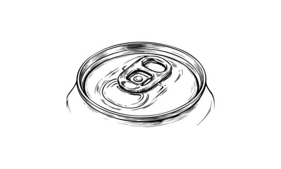Black and white sketch of a soda can from above vector