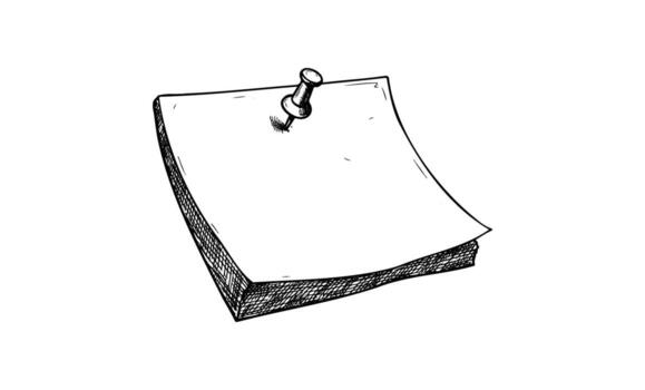 Simple sketch of a blank page pinned to a surface vector