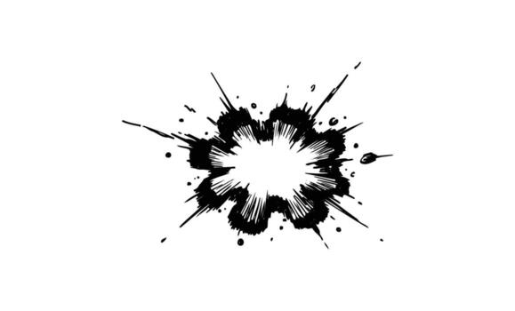 Dynamic black ink splatter on white background in abstract explosion design vector