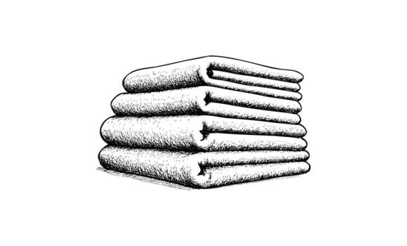 Stack of folded towels in hand-drawn style vector