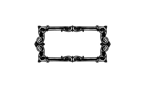 Intricate vintage rectangular frame with ornate black design vector