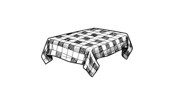 Black and white checkered tablecloth on rectangular table vector
