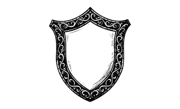 Ornate vintage shield with intricate patterns and decorative border design vector