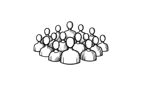 Group of undefined people sketch with no distinct features vector