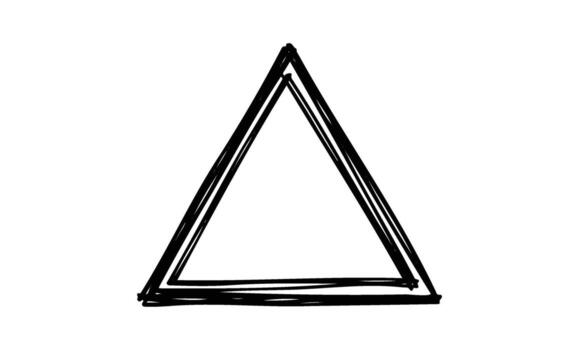 Hand-drawn geometric triangle with overlapping lines vector