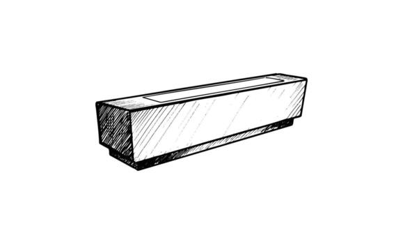 Hand-drawn sketch of a rectangular speaker vector