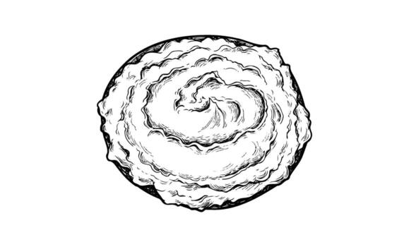 Black and white hand-drawn swirl design in circular pattern with textured detail vector