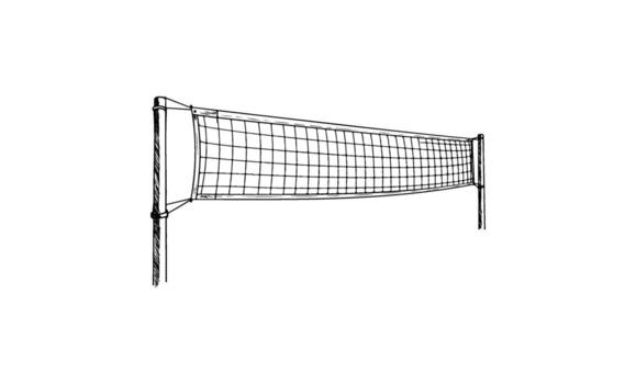 Hand-drawn volleyball net on posts with detailed netting design vector