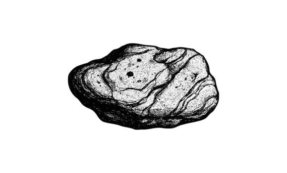 Detailed sketch of a rock with textured surface and natural patterns vector