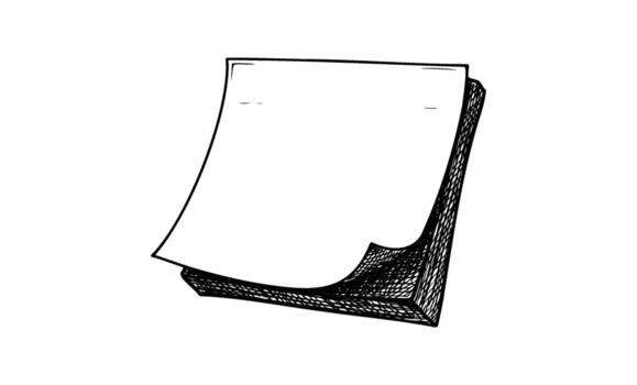 Sketch of a spiral notepad with blank pages in black and white vector